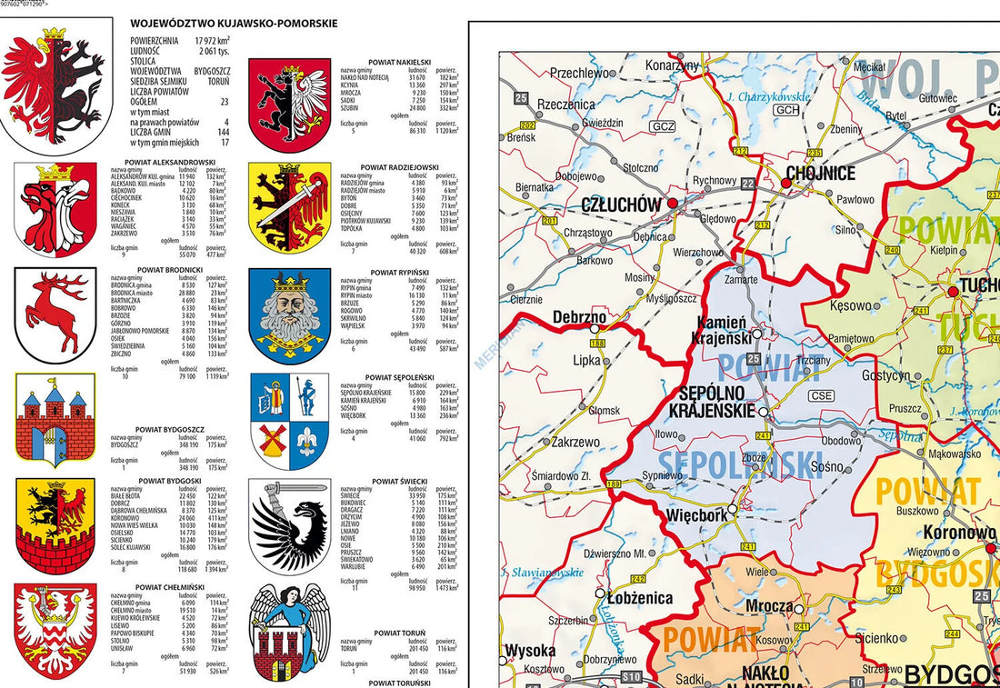Mapa administracyjna województwa kujawsko-pomorskiego