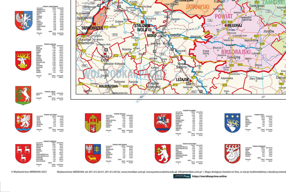 Mapa administracyjna województwa lubelskiego