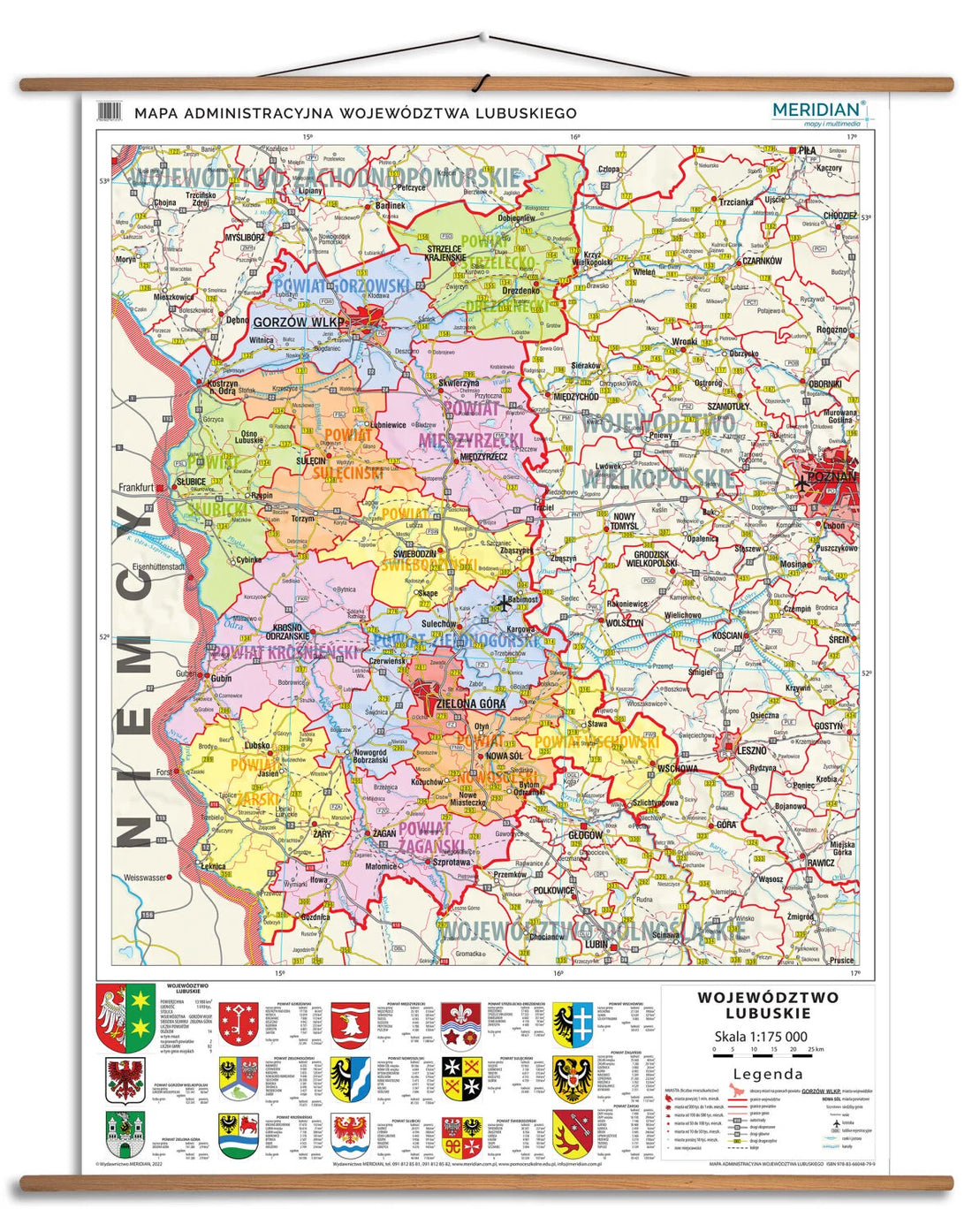 Mapa administracyjna województwa lubuskiego