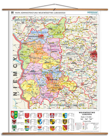 Mapa administracyjna województwa lubuskiego