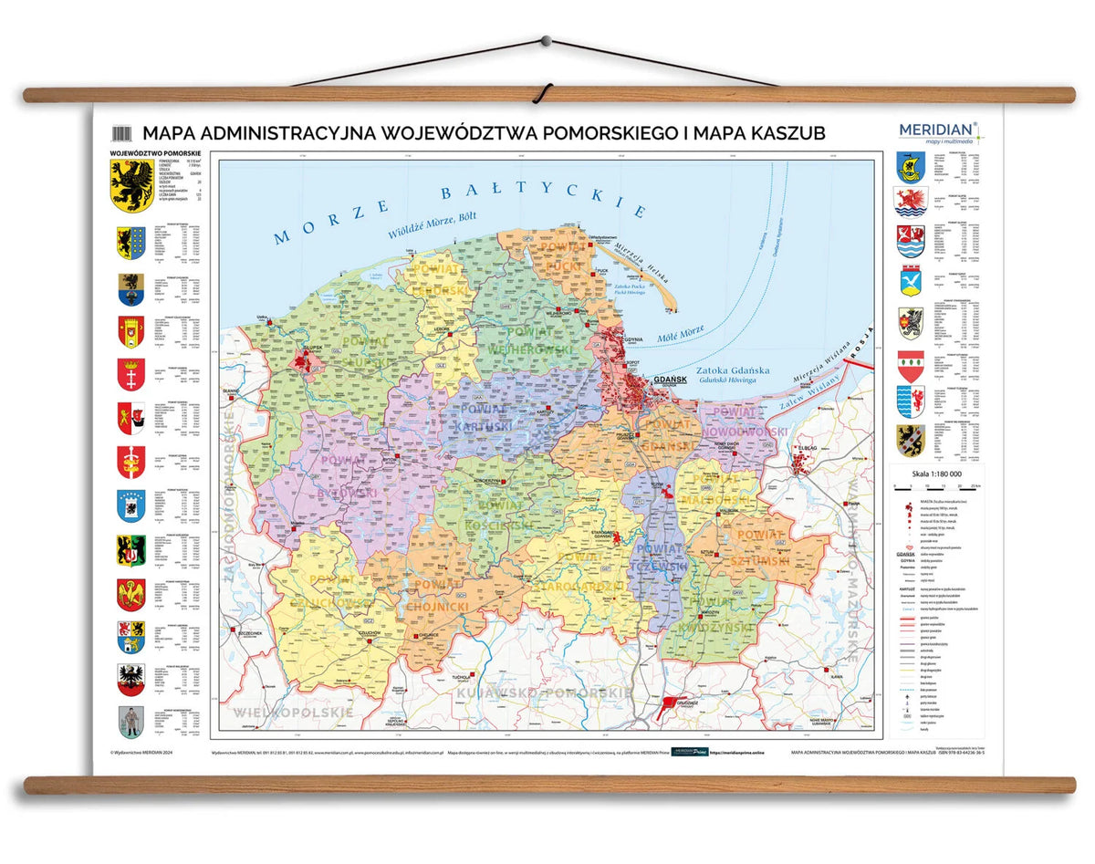 Mapa administracyjna województwa pomorskiego i mapa Kaszub