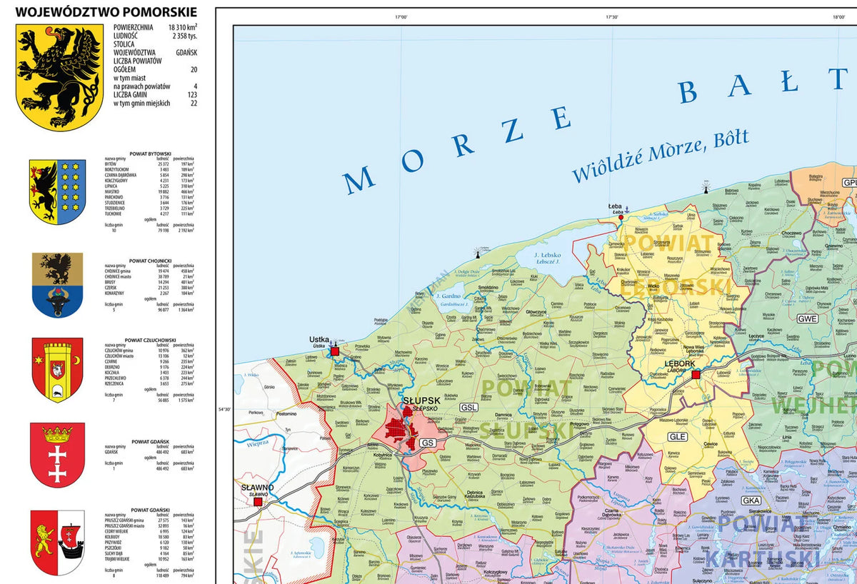 Mapa administracyjna województwa pomorskiego i mapa Kaszub - zdjęcie 2