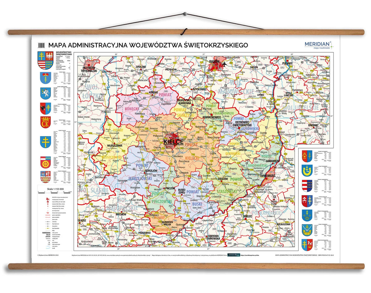 Mapa administracyjna województwa świętokrzyskiego