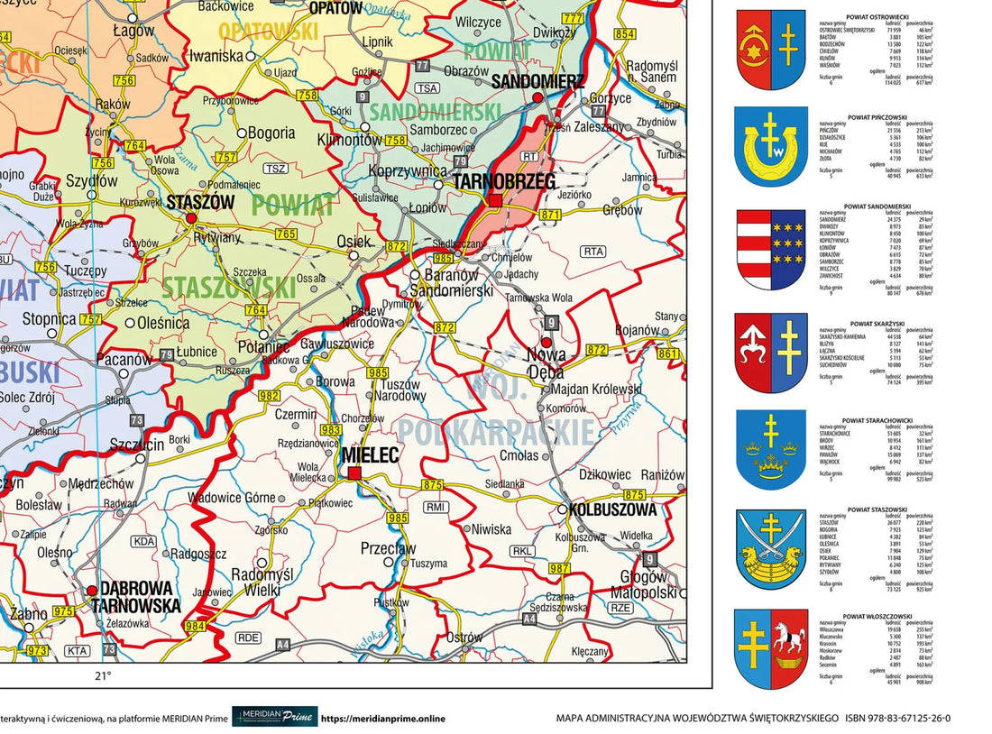 Mapa administracyjna województwa świętokrzyskiego