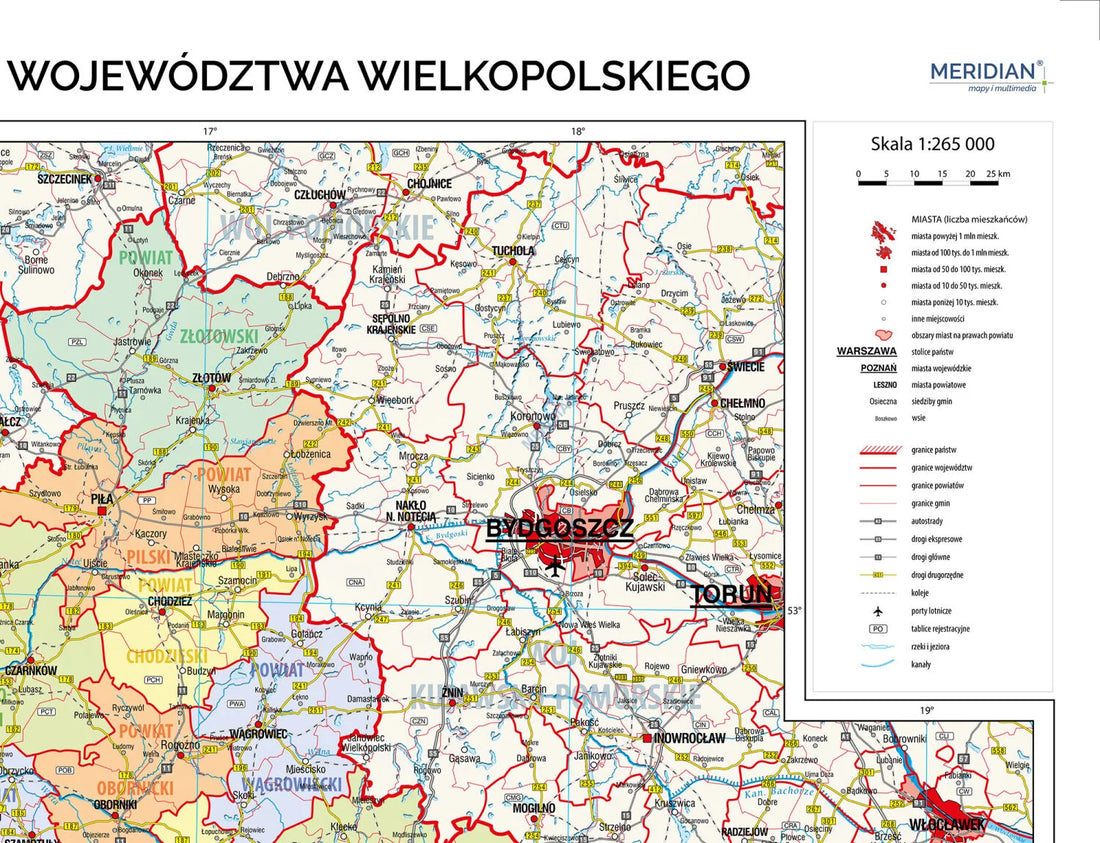 Mapa administracyjna województwa wielkopolskiego