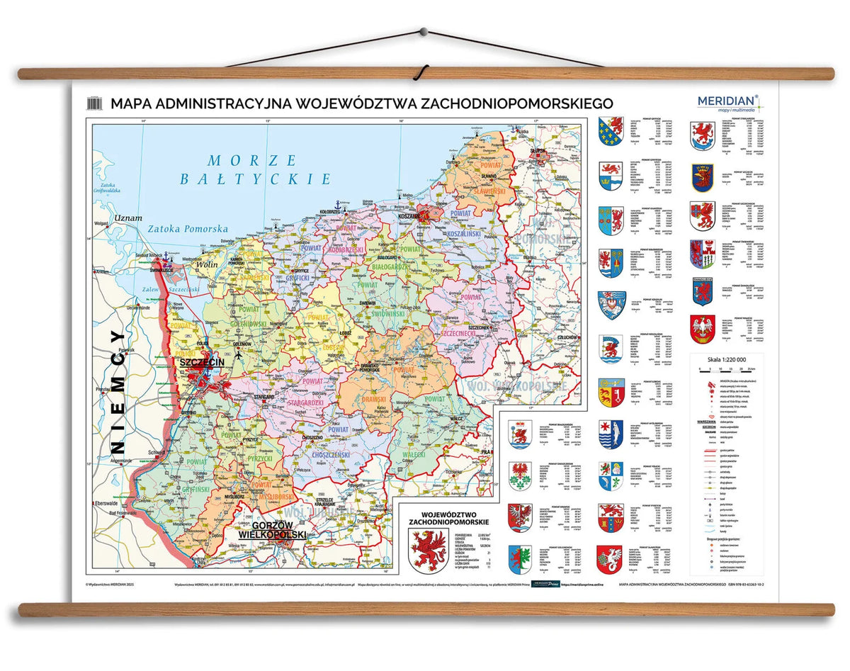 Mapa administracyjna województwa zachodniopomorskiego