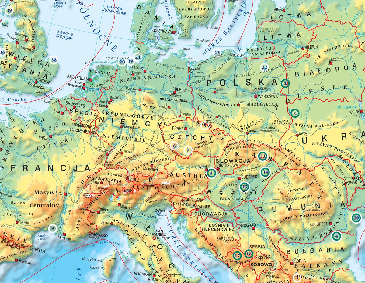 Mapa fizyczna Europy (z elementami ekologii) - zdjęcie 3