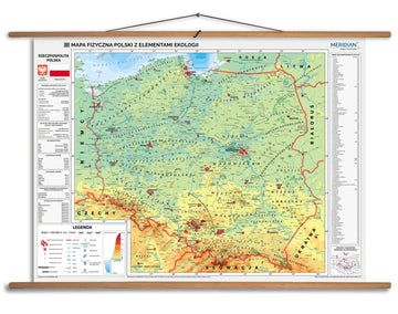 Mapa fizyczna Polski z elementami ekologii