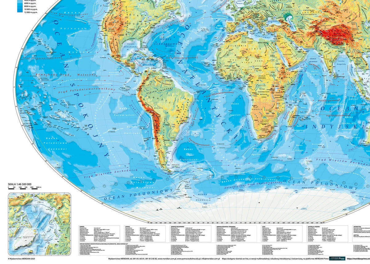Mapa fizyczna świata 100x70 cm - zdjęcie 2