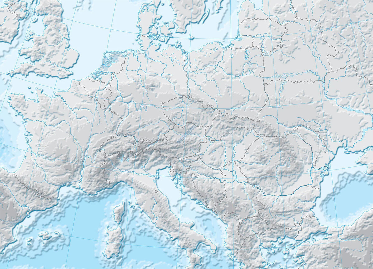 Mapa hipsometryczna Europy - ćwiczeniowa - zdjęcie 2