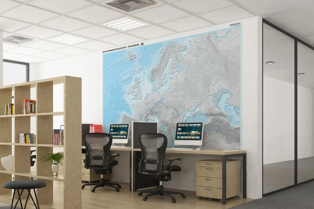 Mapa hipsometryczna Europy - ćwiczeniowa - wersja fototapeta