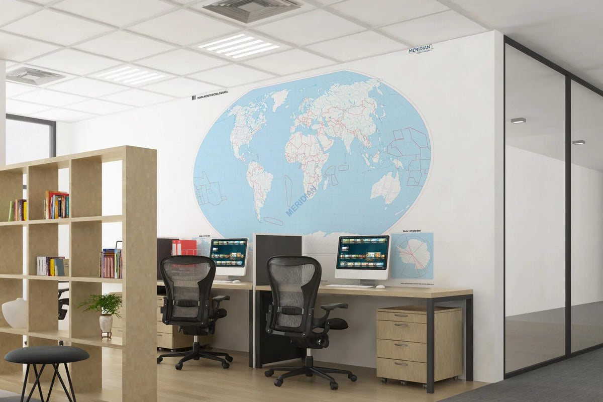 Mapa konturowa świata - wersja fototapeta