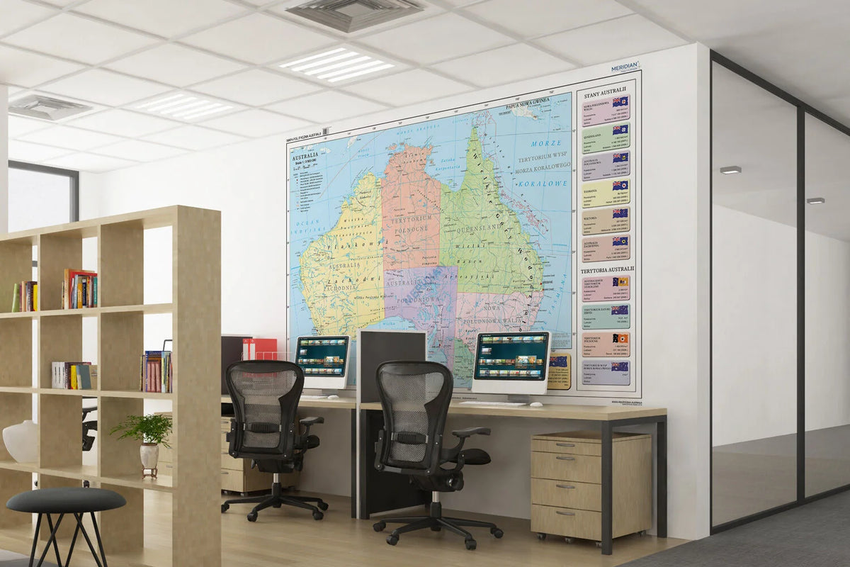 Mapa polityczna Australii - wersja fototapeta