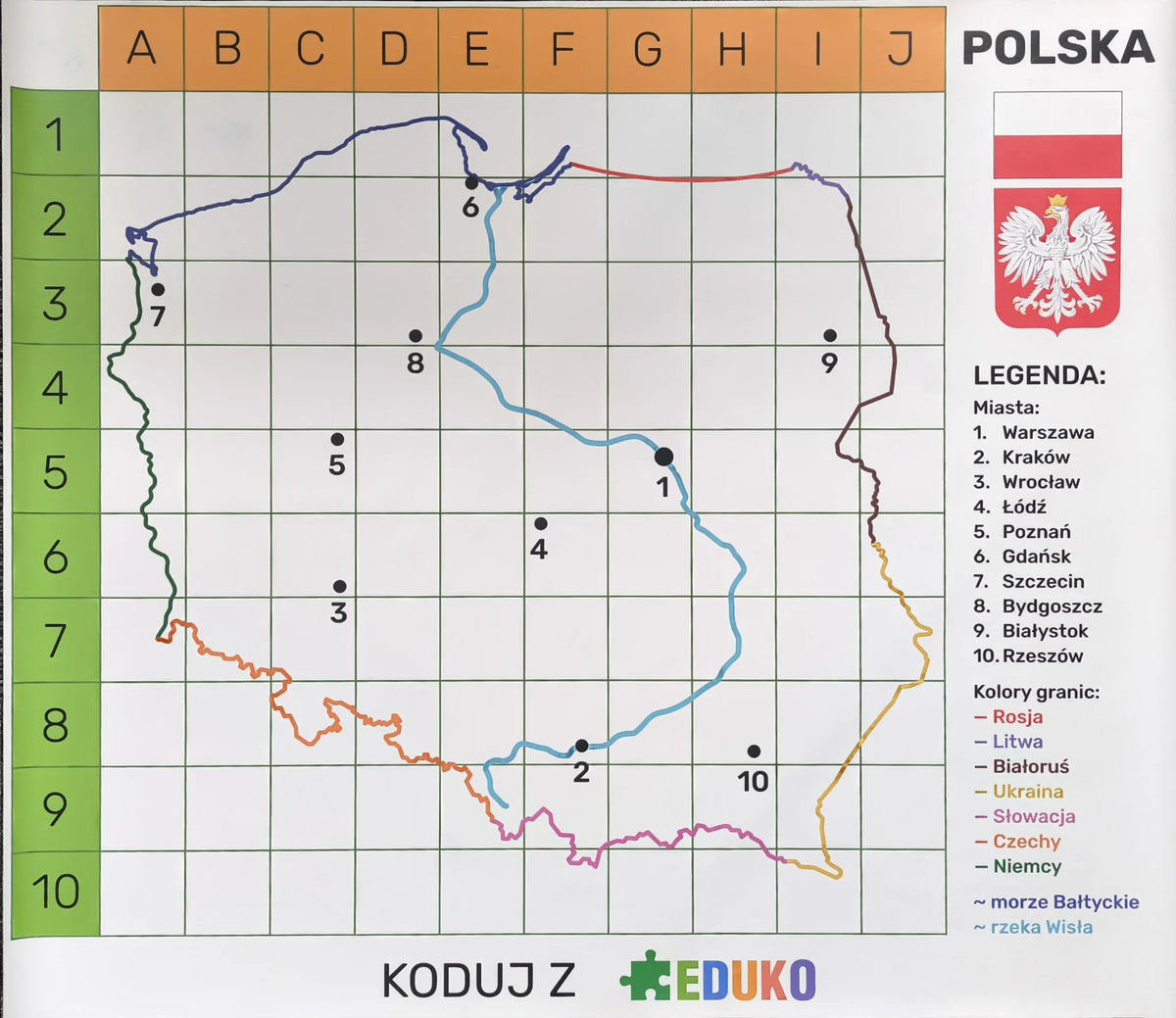 Mata edukacyjna Koduj z EDUKO – Mapa Polski 121x137 cm
