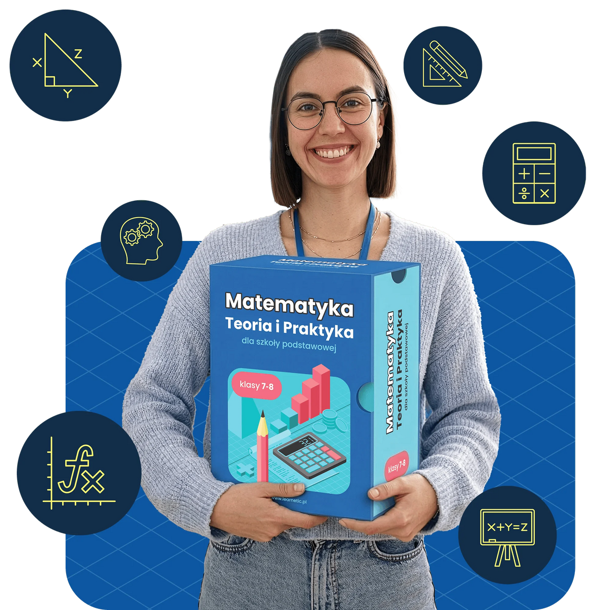 Nauczycielka z pudełkiem Matematyka Teoria i Praktyka kl. 7-8