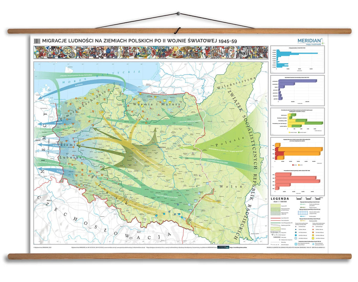 Migracje ludności na ziemiach polskich po II wojnie światowej 1945-59 - mapa ścienna