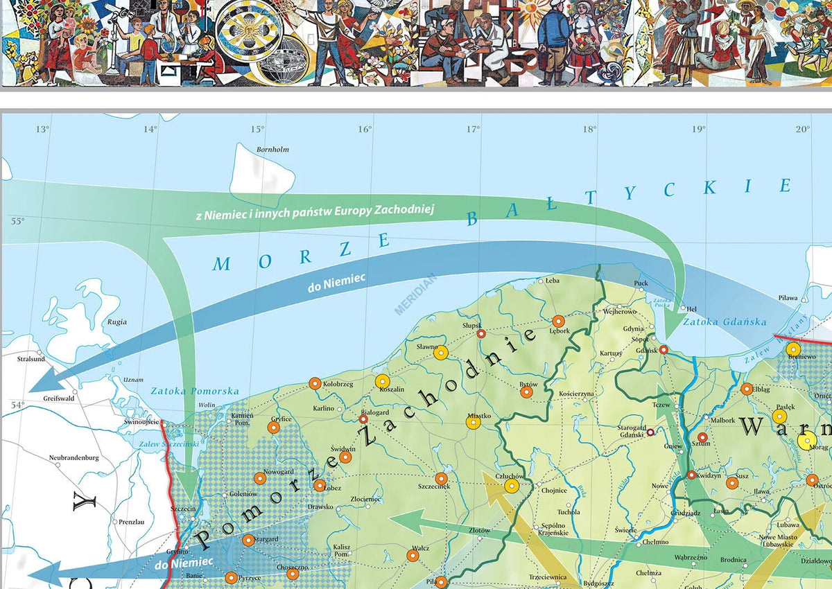 Migracje ludności na ziemiach polskich po II wojnie światowej 1945-59 - mapa ścienna - zdjęcie 3