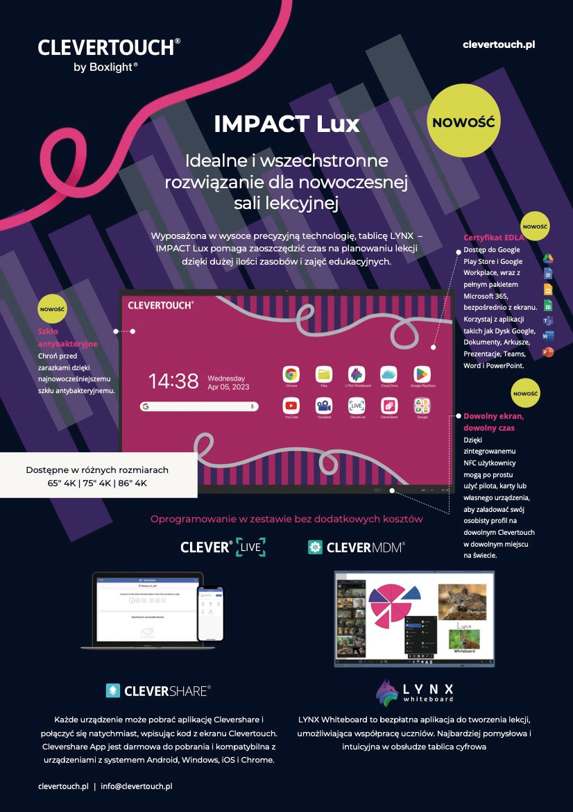 Zdjęcie produktu Monitor Clevertouch IMPACT LUX 65" black