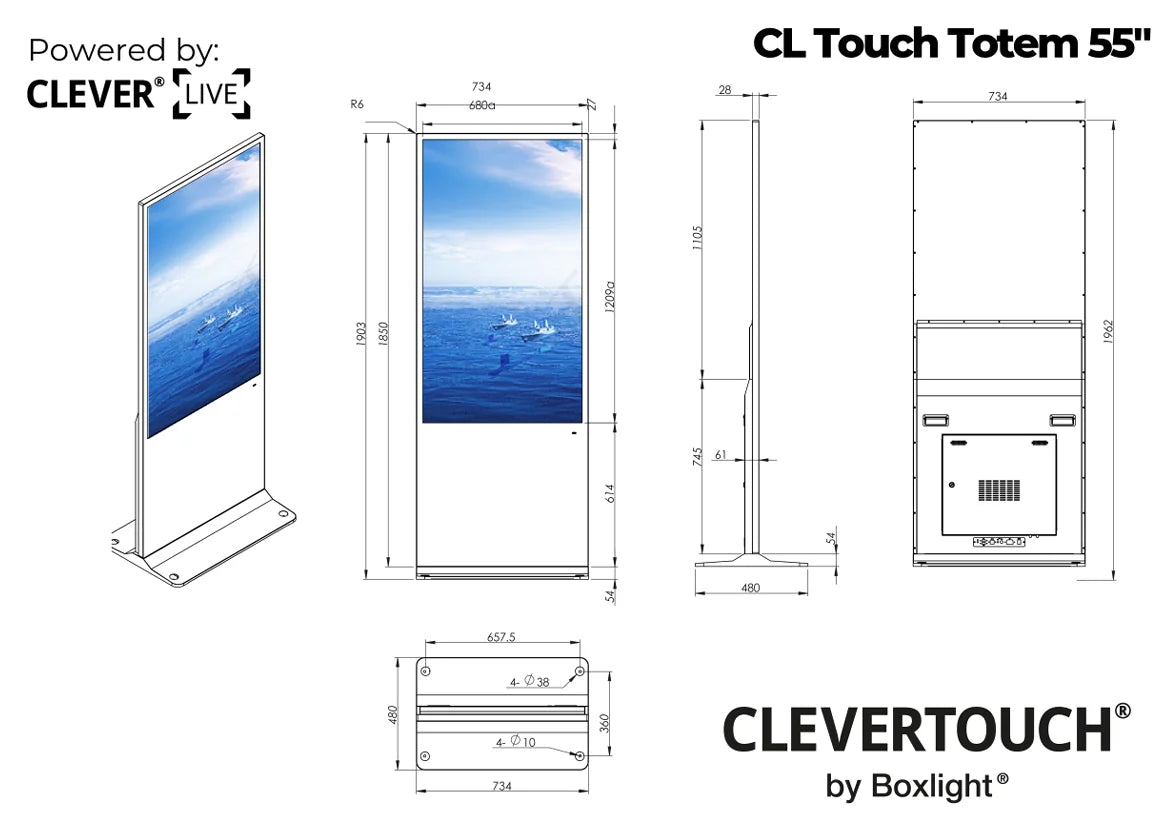 Monitor informacyjny CL Totem 55” Freestanding Display TOUCH – zdjęcie 2