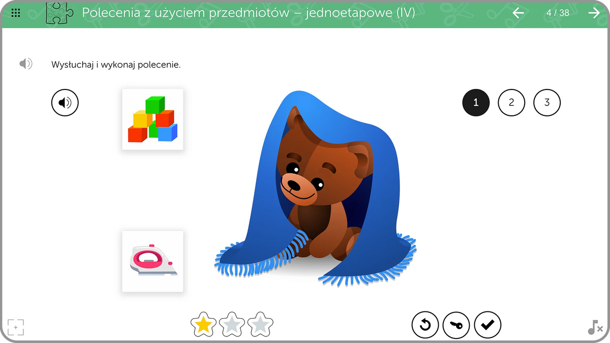 mTalent Autyzm. Rozumienie i naśladowanie mowy + Mowa w kontekście społecznym cz. 1, ekran ćwiczenia 2