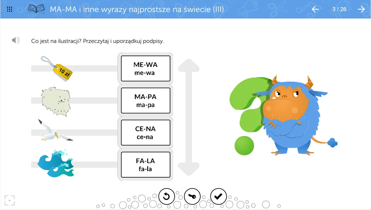mTalent Czytanie SY-LA-BA-MI cz.2, ekran ćwiczenia 1