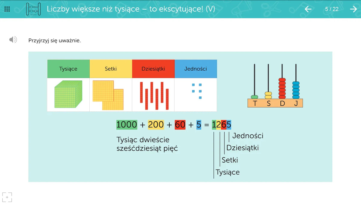 mTalent Matematyka. Dyskalkulia, ekran ćwiczenia 1