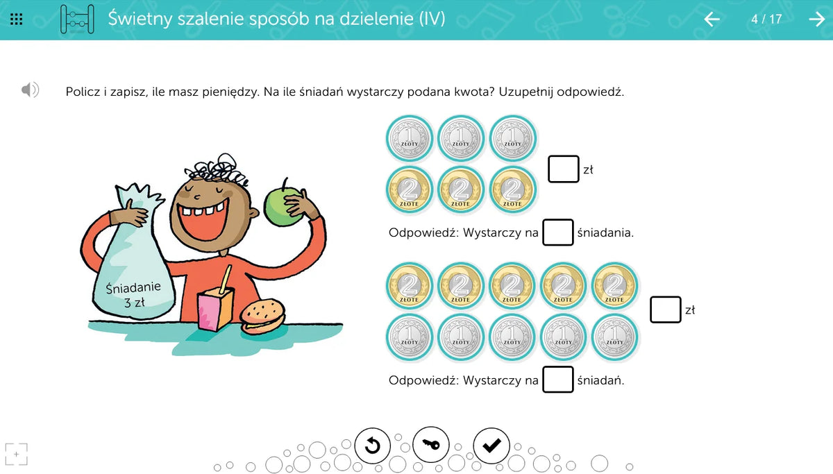 mTalent Matematyka. Dyskalkulia, ekran ćwiczenia 2