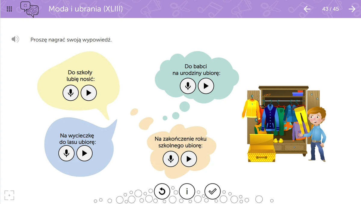 mTalent Nauka polskiego jako obcego, ekran ćwiczenia 1