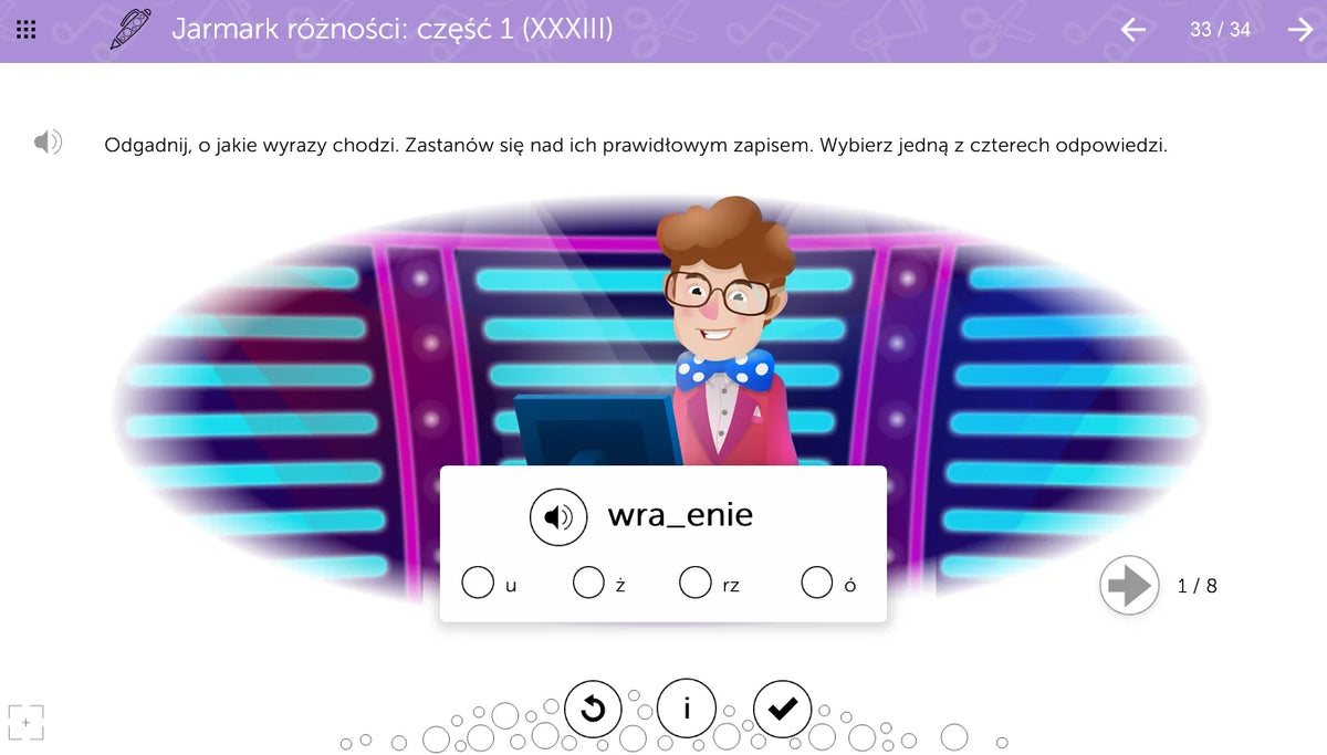 mTalent Ortografia, ekran ćwiczenia 1