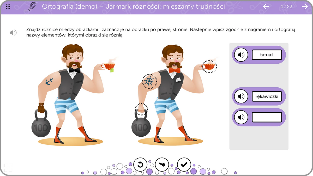 mTalent Ortografia, ekran ćwiczenia 3