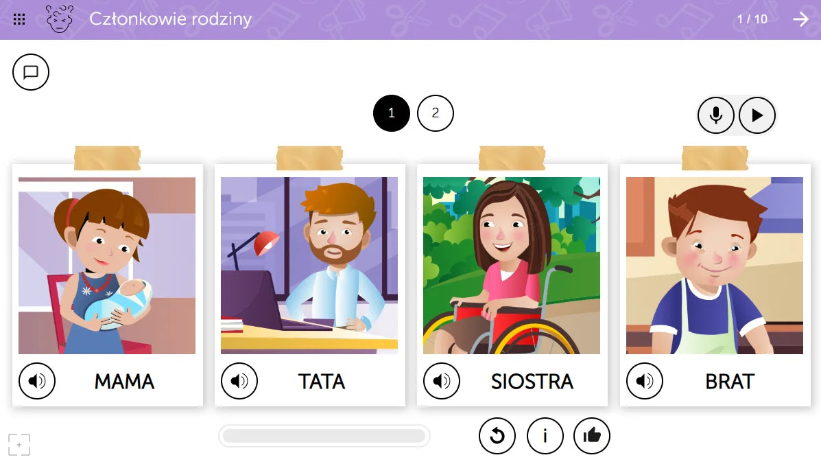 mTalent Potrafię. Niepełnosprawność intelektualna cz. 1 Ja w rodzinie i szkole (wiek 7+, 11+), ekran ćwiczenia 1