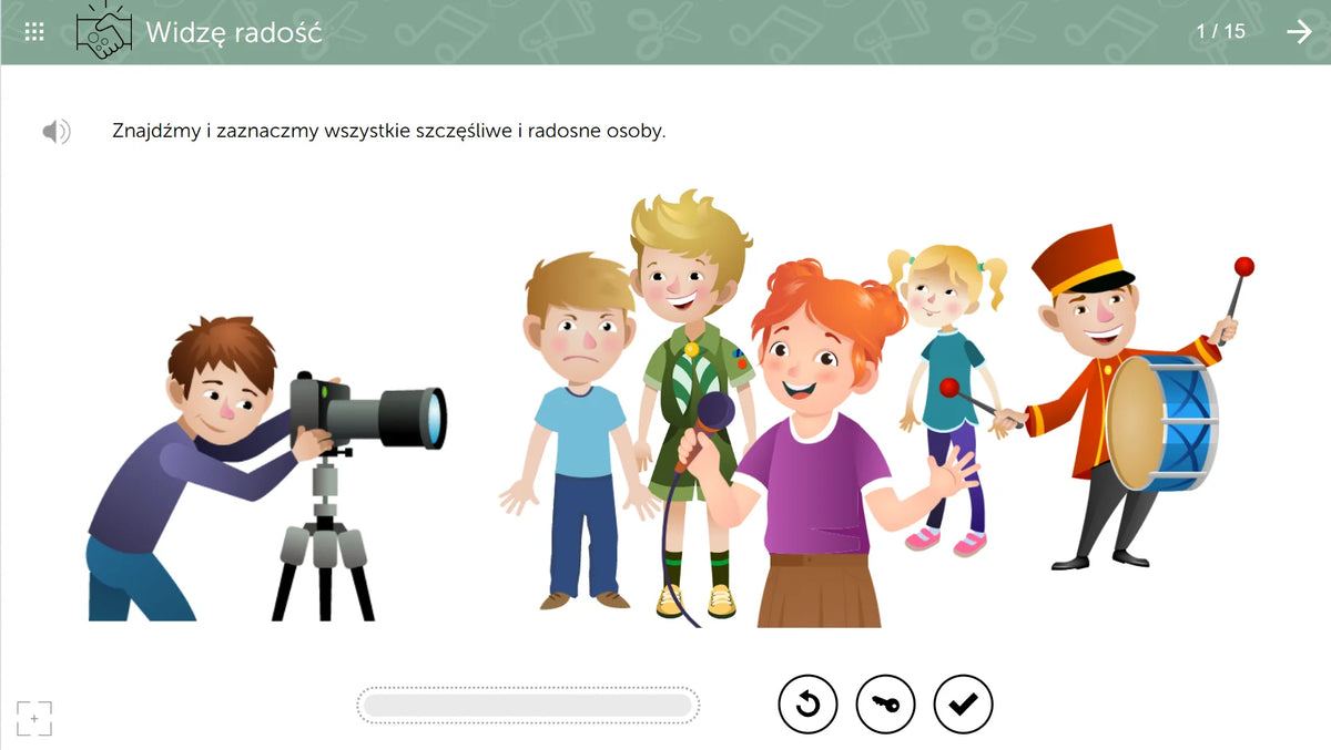 mTalent Trening umiejętności społecznych, ekran ćwiczenia 1