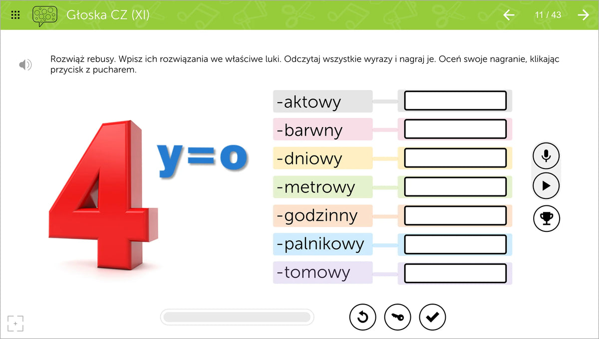 mTalent Zajęcia logopedyczne dla młodzieży i dorosłych, ekran ćwiczenia 1
