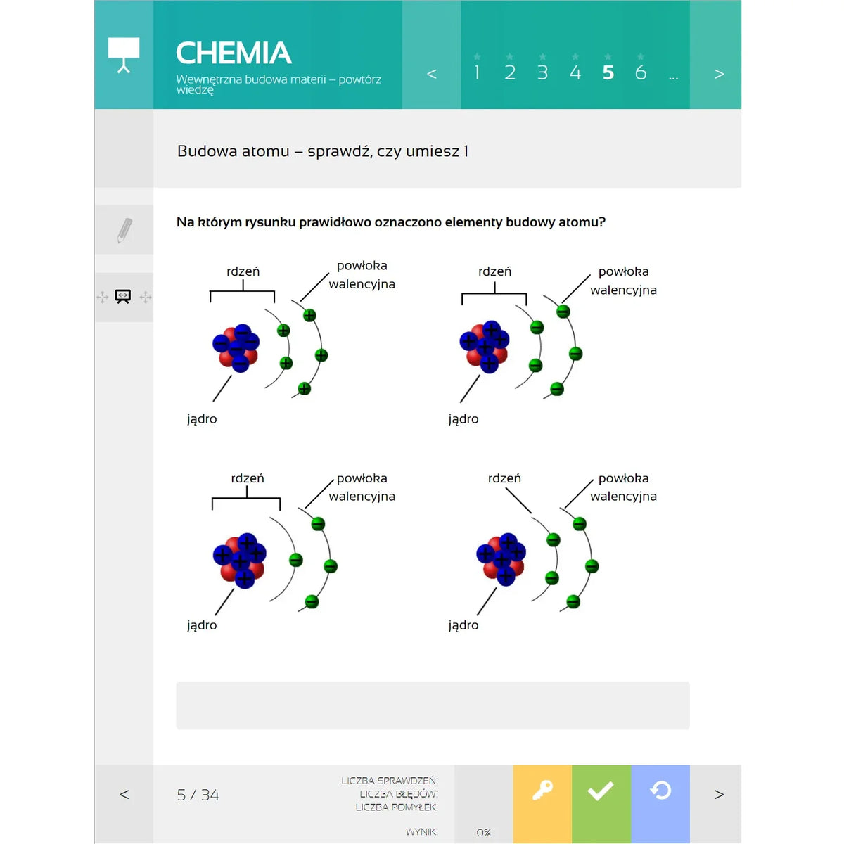 Multimedialne Pracownie Przedmiotowe Chemia (kl. 7-8), ekran lekcji 2