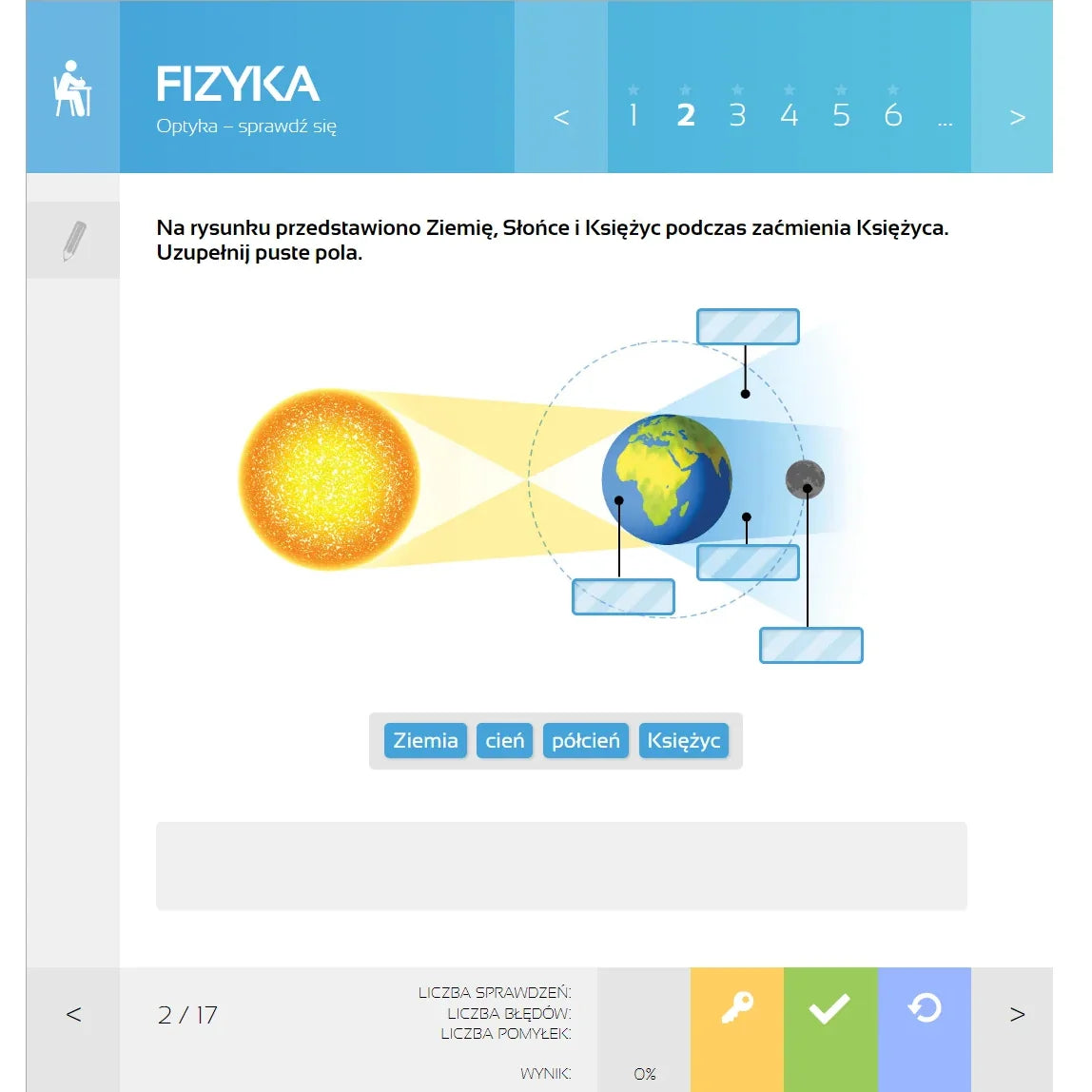Multimedialne Pracownie Przedmiotowe Fizyka (kl. 7-8), ekran lekcji 2