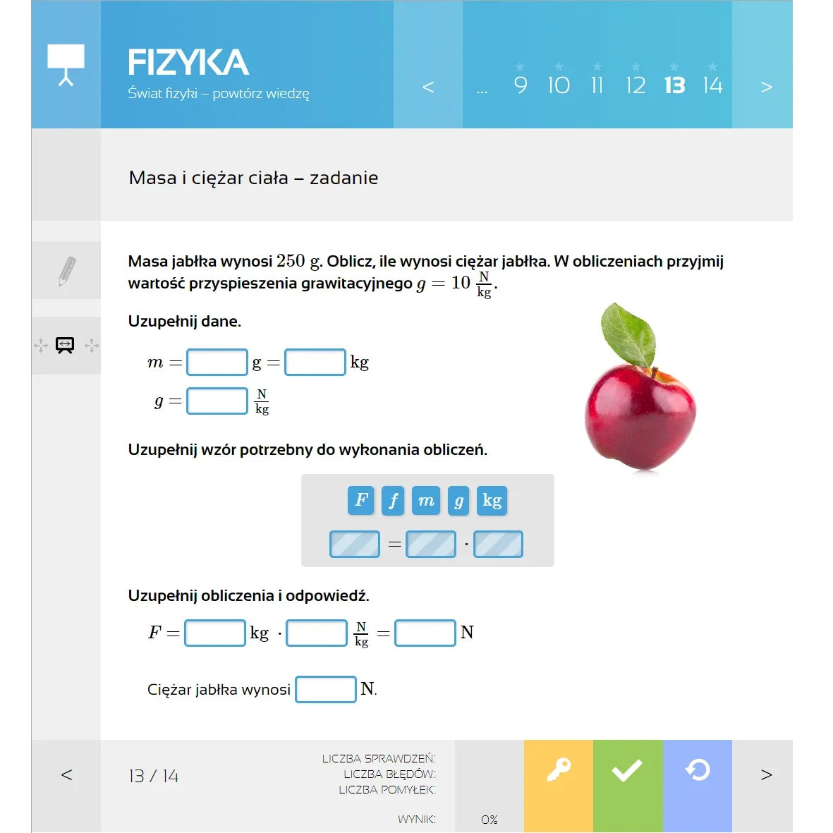 Multimedialne Pracownie Przedmiotowe Fizyka (kl. 7-8), ekran lekcji 3