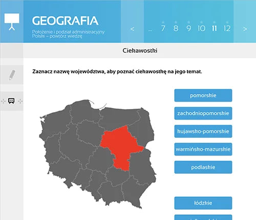 Multimedialne Pracownie Przedmiotowe Geografia (kl. 7-8), ekran lekcji 1