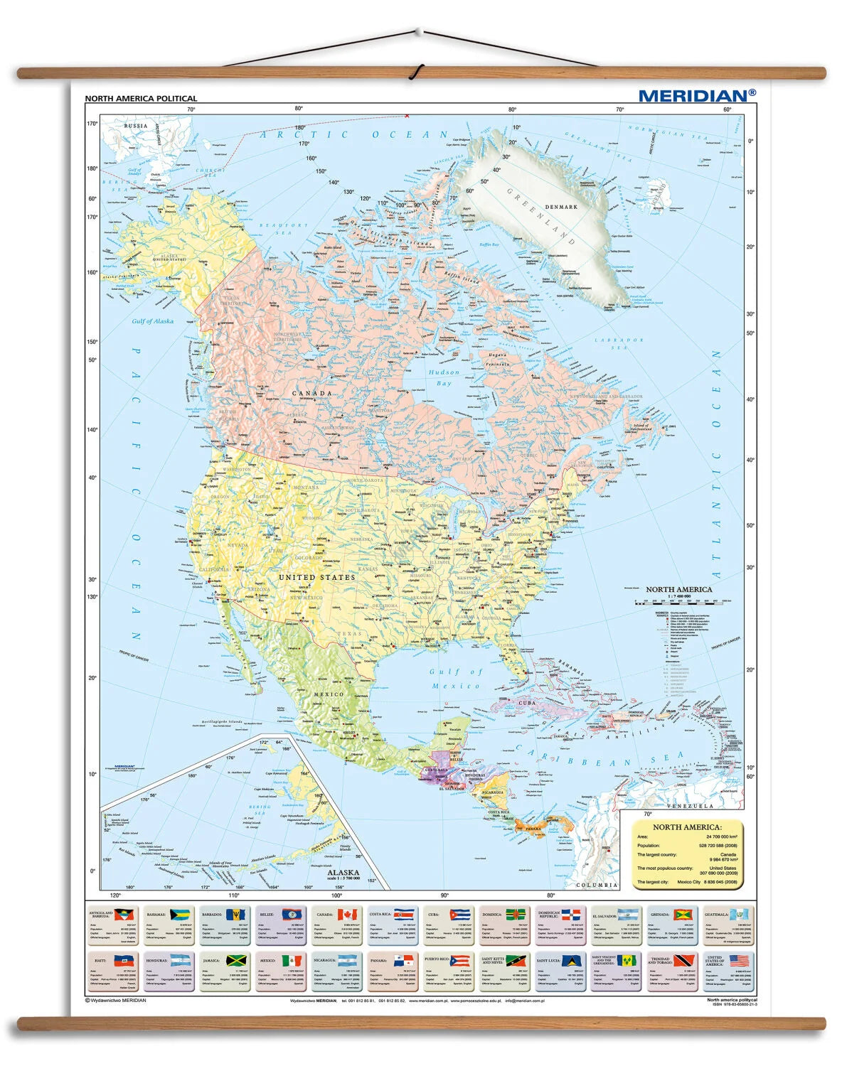 North America political - mapa ścienna w języku angielskim