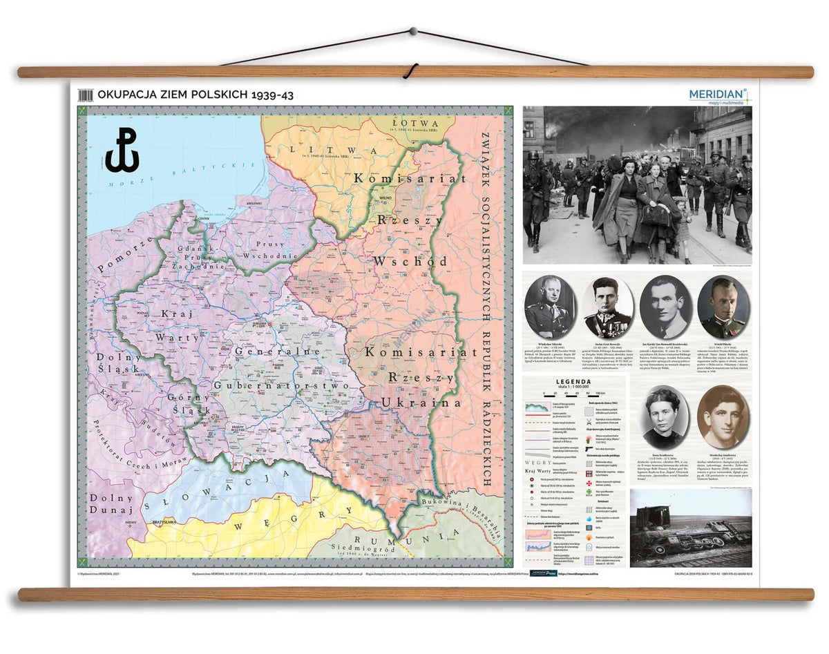 Okupacja ziem polskich 1939-43 - mapa ścienna