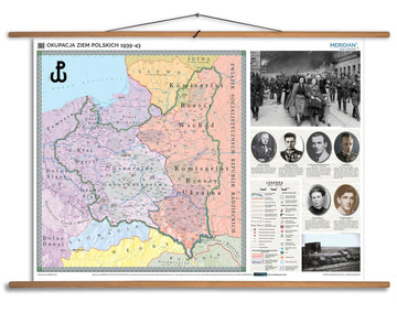 Okupacja ziem polskich 1939-43 - mapa ścienna
