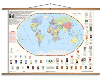 Olimpiady na mapie świata - idea olimpijska (stan na 2014) - mapa ścienna