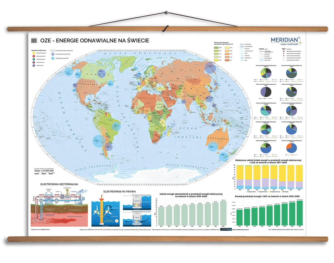 OZE - Energie odnawialne na świecie - mapa ścienna
