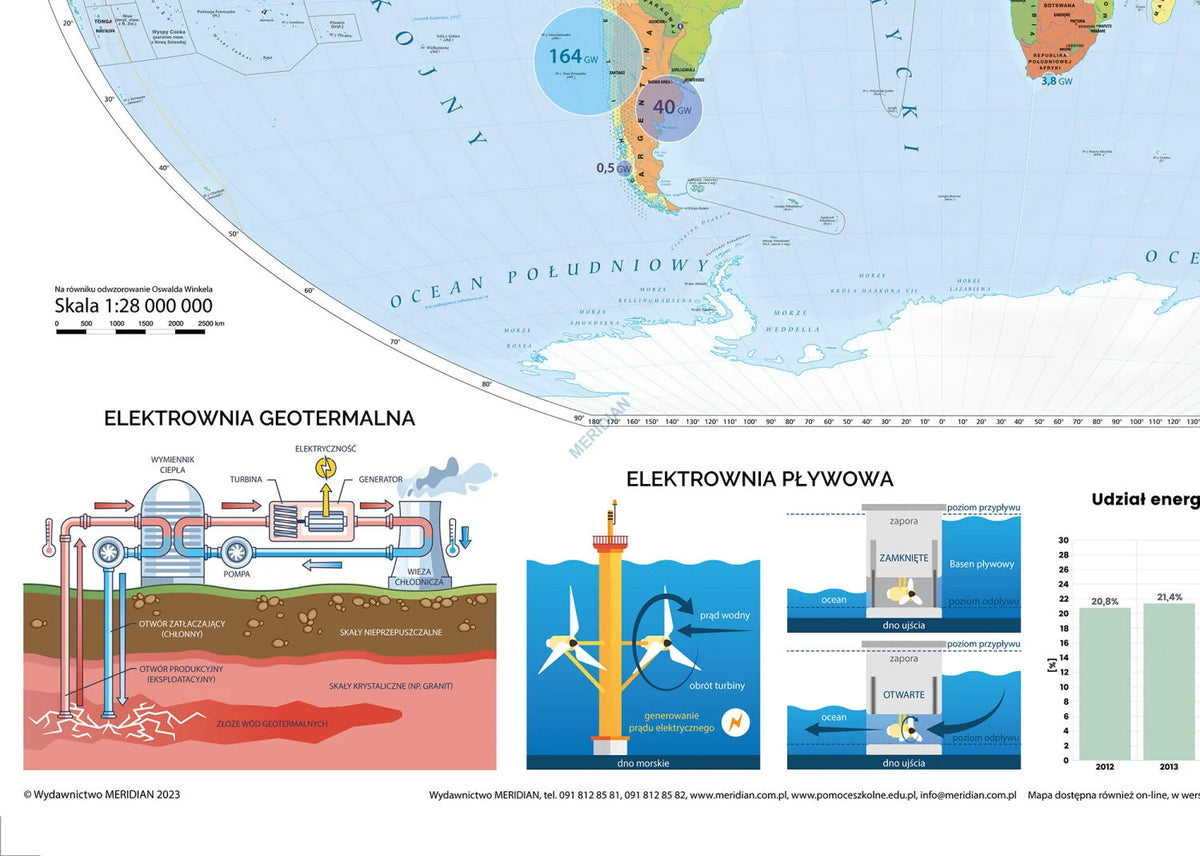 OZE - Energie odnawialne na świecie - mapa ścienna - zdjęcie 2