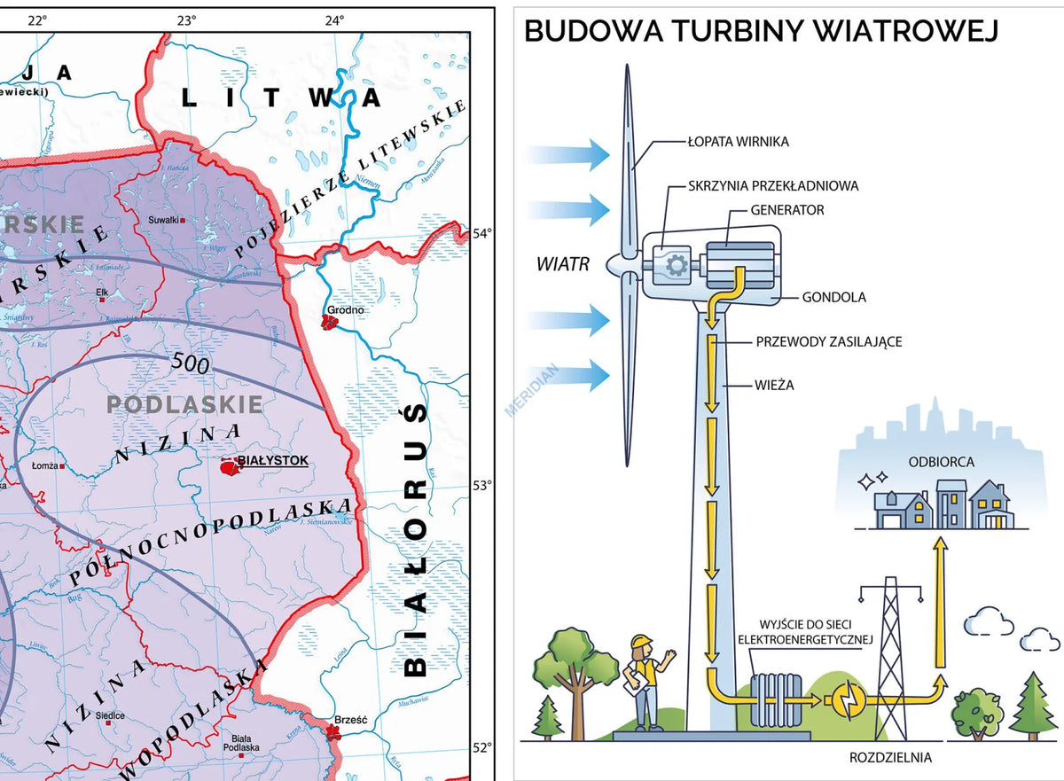 OZE - strefy energetyczne wiatru i energia wiatrowa w Polsce - mapa ścienna - zdjęcie 2