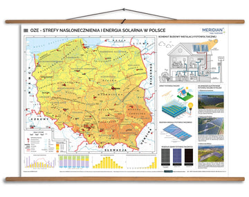 OZE - strefy nasłonecznienia i energia solarna w Polsce - mapa ścienna