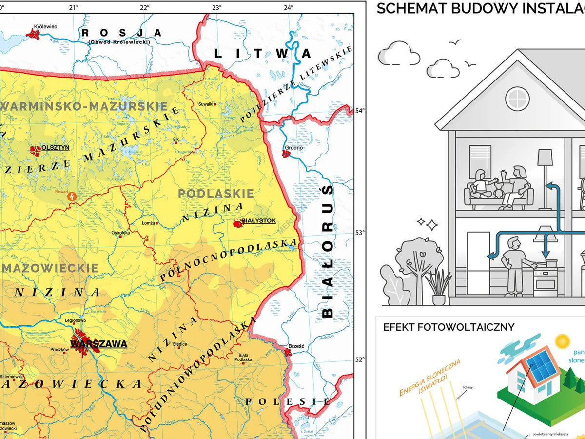 OZE - strefy nasłonecznienia i energia solarna w Polsce - mapa ścienna - zdjęcie 2