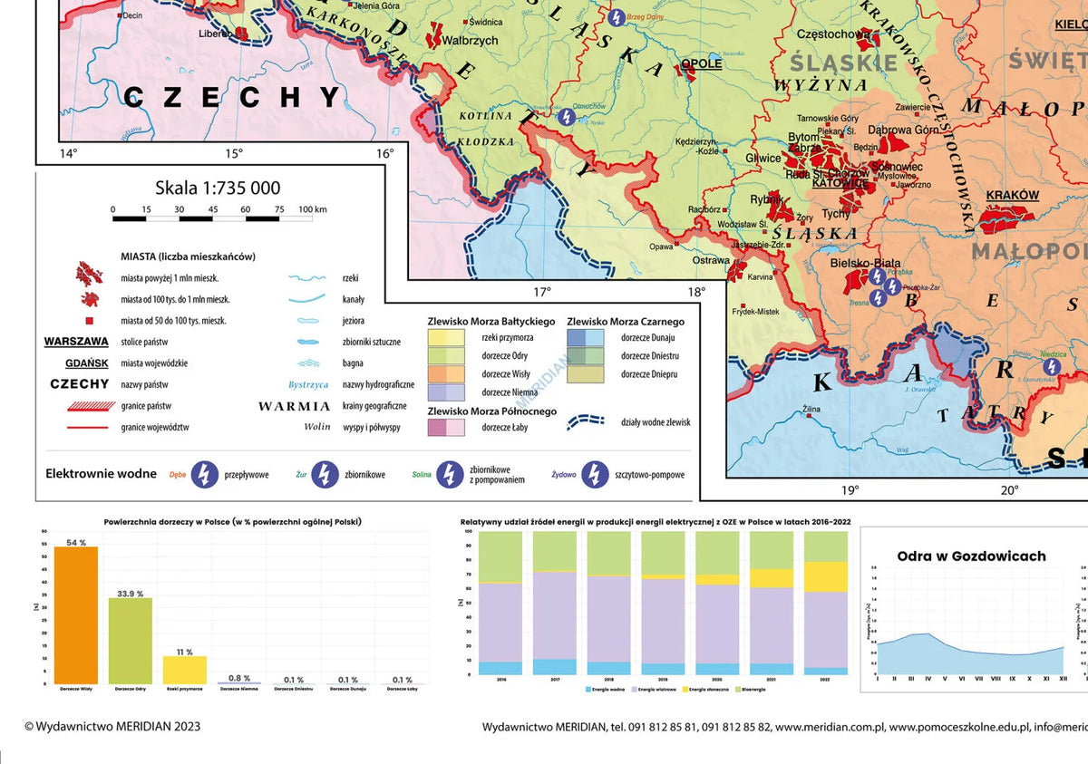 OZE - wody powierzchniowe i hydroenergetyka w Polsce - mapa ścienna - zdjęcie 2
