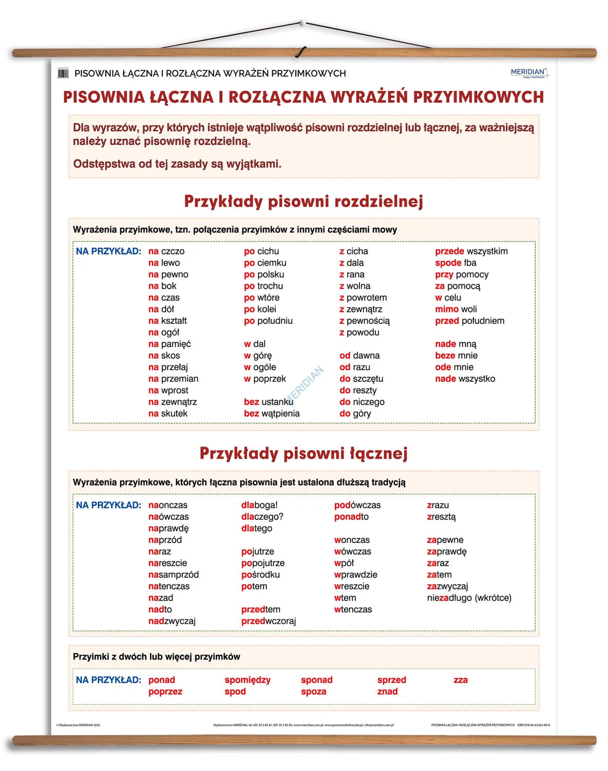 Pisownia łączna i rozłączna wyrażeń przyimkowych - plansza dydaktyczna