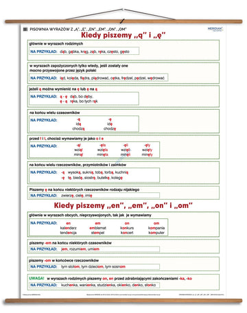 Pisownia wyrazów z „ą”, „ę”, „en”, „em”, „on”, „om” - plansza dydaktyczna