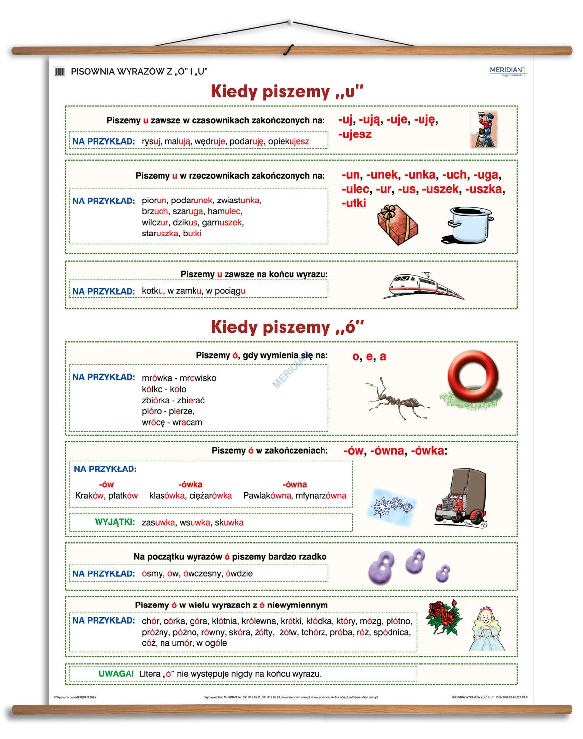 Pisownia wyrazów z "ó" i "u" - plansza dydaktyczna